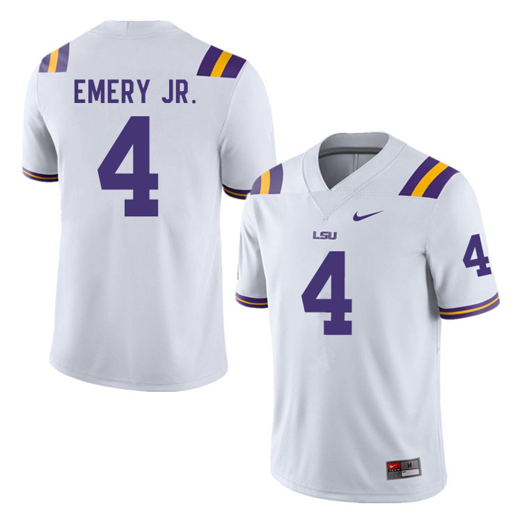 Men #4 John Emery Jr. LSU Tigers College Football Jerseys Sale-White